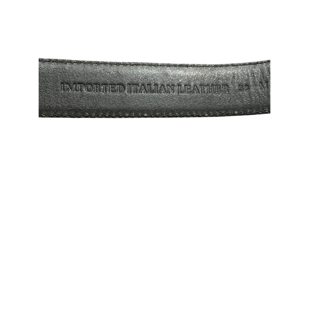 Greg Norman Mens Black Lizard  Italian Leather Belt Silver Buckle Size 38‎